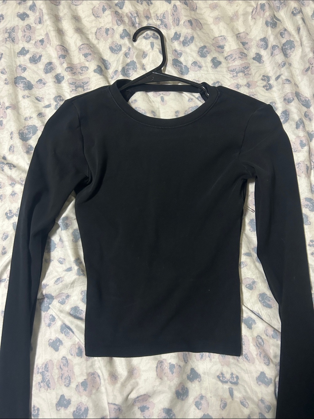 Zara Black Long-Sleeve Crewneck Top